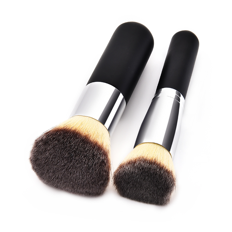 Custom Logo Makeup Brush Kit Matt Black Handle Cosmetic Powder Brushes with Vegan Synthetic Hair