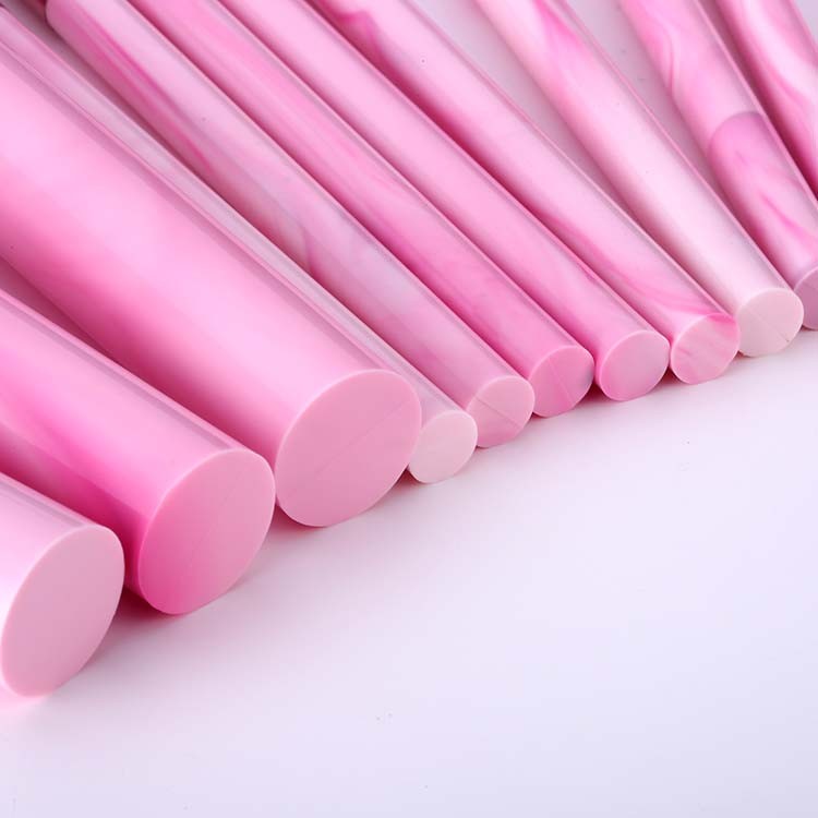 Custom Logo Pink Acrylic Handle Makeup Brushes Set