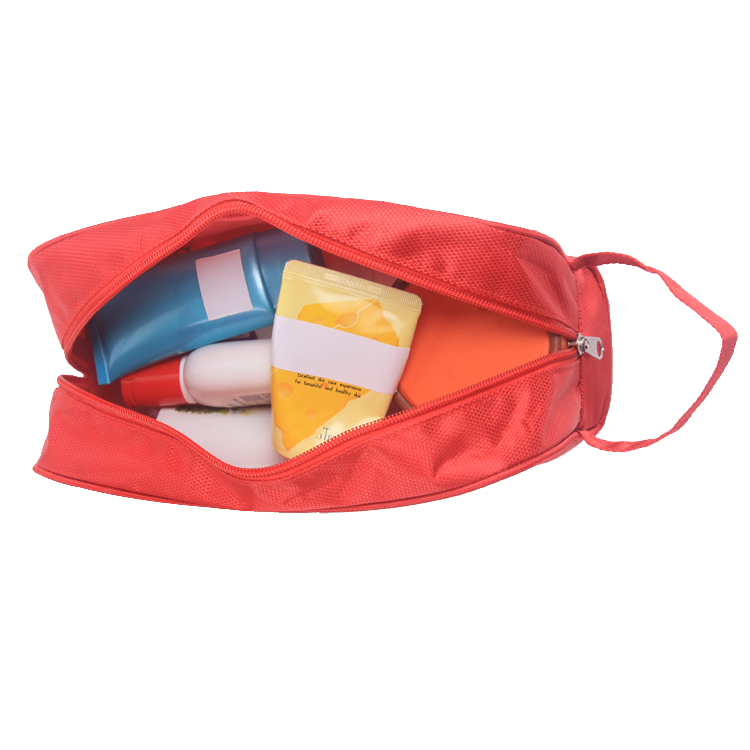 Customized Cosmetic Bag With Zipper Red Jacquard Wash Bag