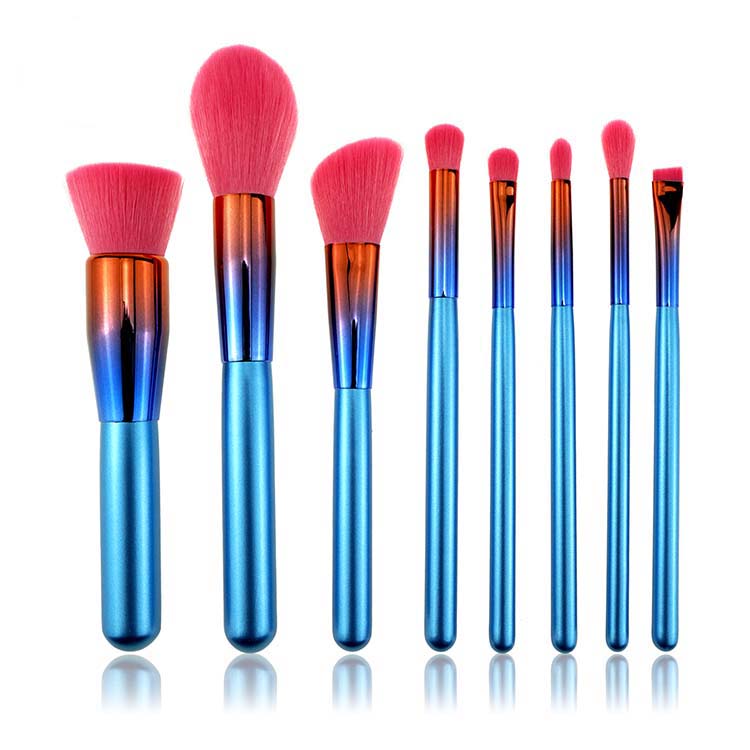 8 Pieces Colorful Makeup  brushes with paper box kabuki brush ,foundation brush,blush brush and eye brushes