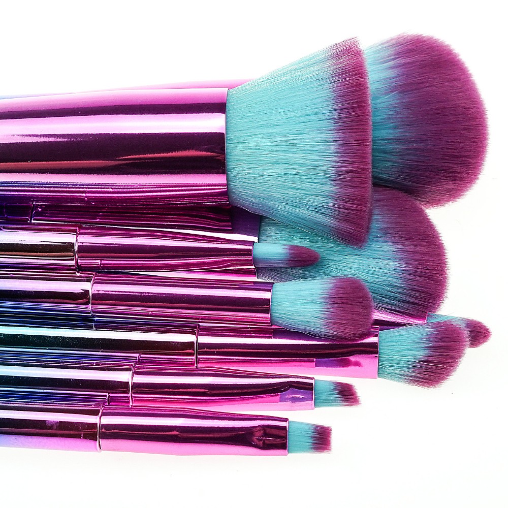 9Pcs Gradient Brush Metal Brush Kit In Beauty Small Makeup Brush