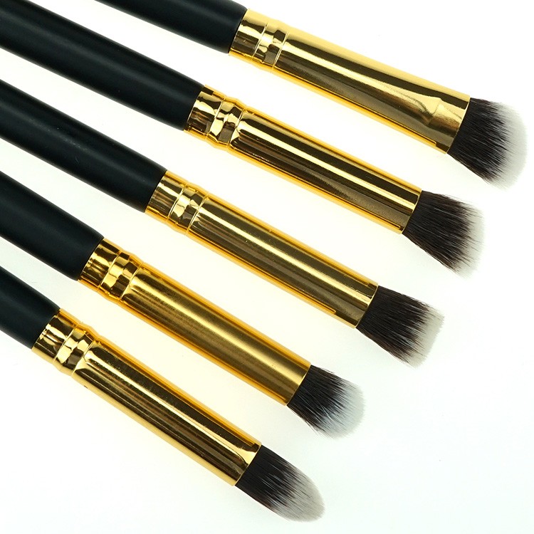 High quality synthetic hair wooden handle 10pcs black cosmetic brush set