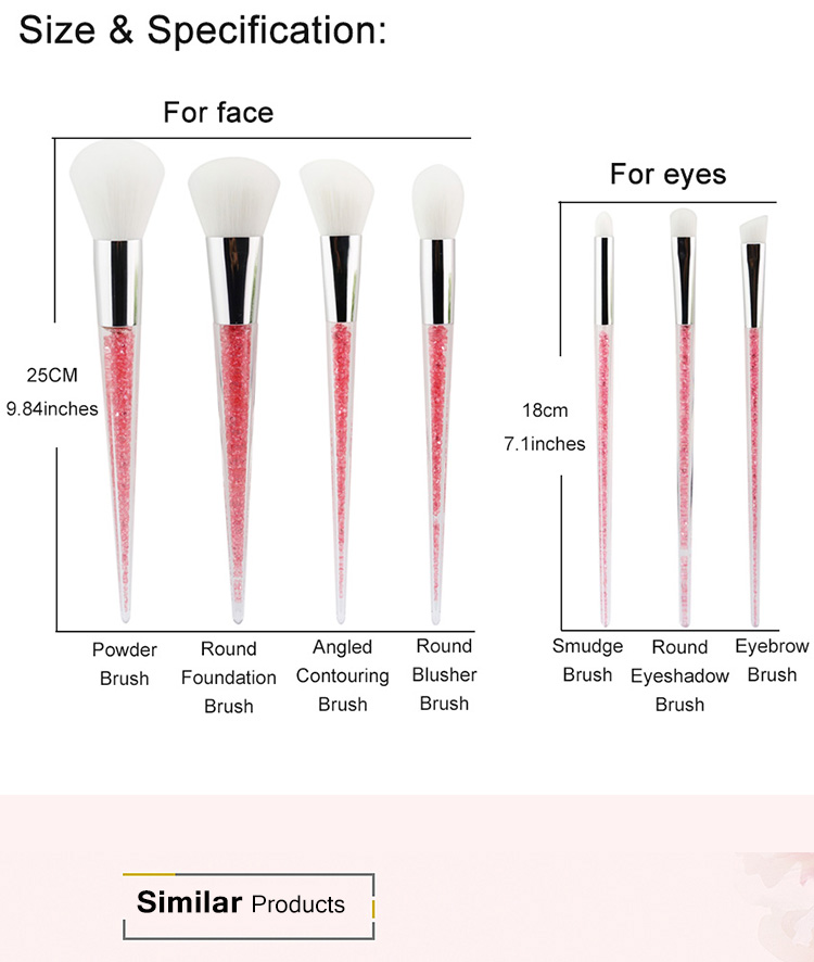 2018 New 7PCS Powder Blusher Rhinestone Diamond Glitter Makeup Brush