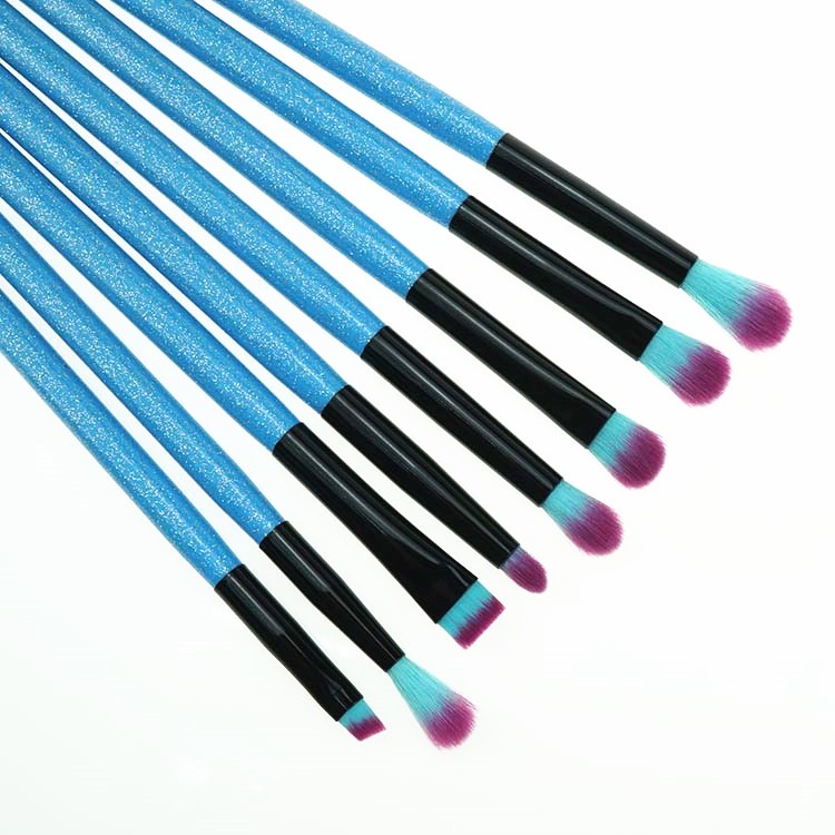 12 Pcs Blue Bling Powerder Brush Glitter Makeup Brush Set With Case