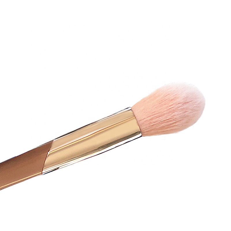 Customized Soft Synthetic Hair Slanted Ferrule Face Highlight Brush For Makeup