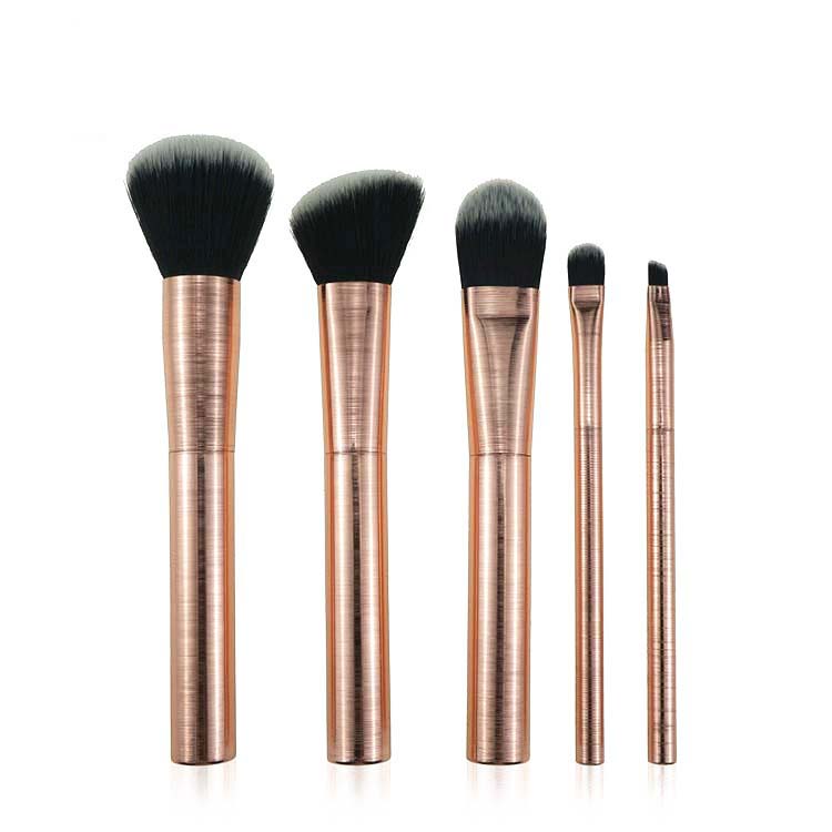 Rose Gold Cosmetic Wire Drawing Soft Metal Handle Brush Small Makeup Brush Set