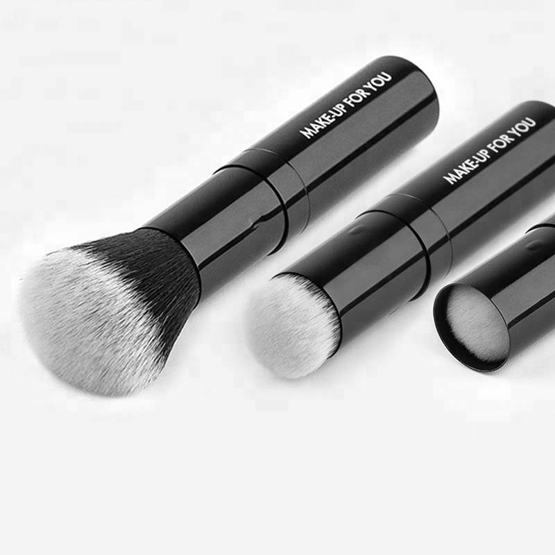 Custom Logo Kabuki Brush Retractable Makeup Contour Blusher Powder Brush