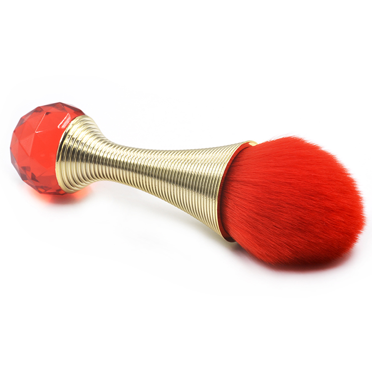 Screw Small Waist Ruby Red Plastic Handle Cosmetic Makeup Loose Powder Brush