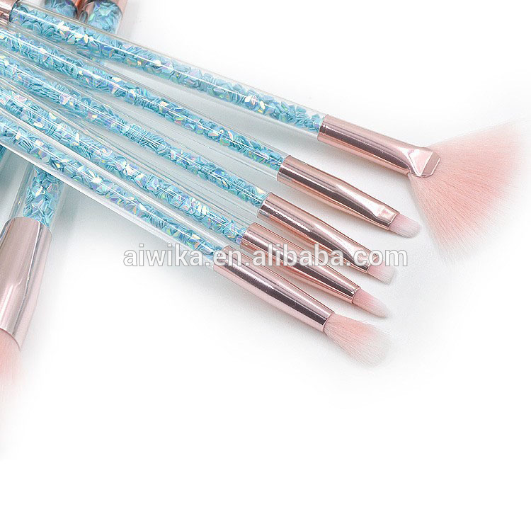 Transparent handle Glitter makeup Brush 7pcs cosmetic brush Facial Brush