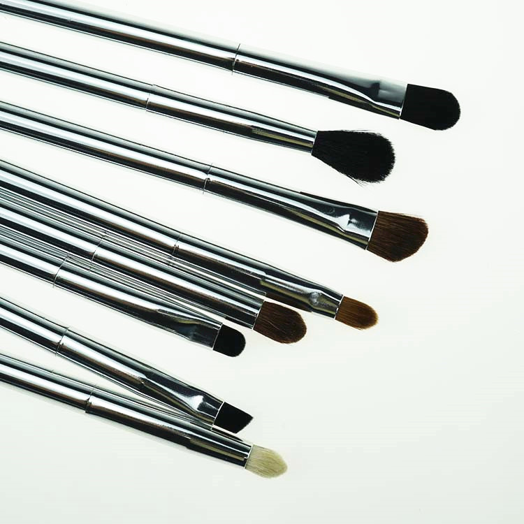 10 Pieces Natural hair Metallic Makeup Brush set for  Makeup  Artist professional use