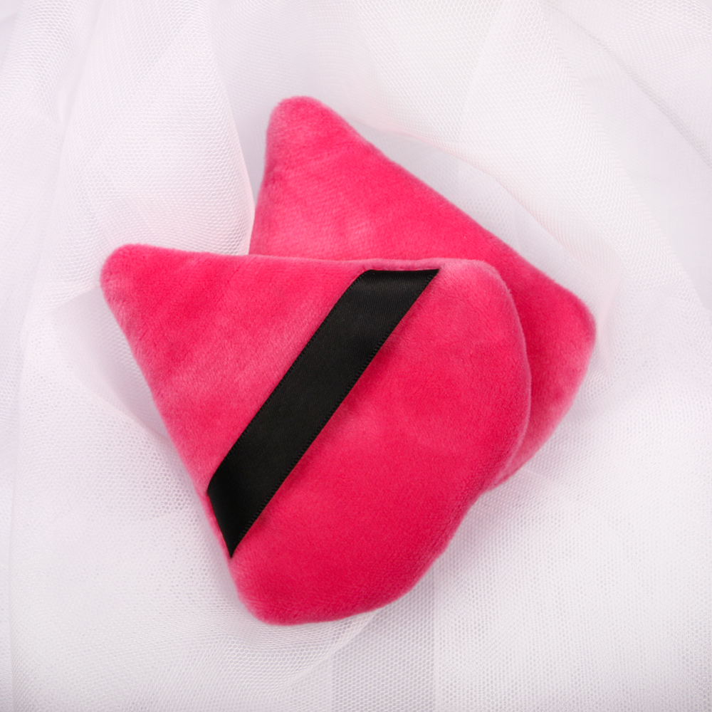 Hot Sellers On Amazon High Quality Triangle Cotton Velvet Red Soft Makeup Sponge Powder Puff Custom Logo For Wholesale