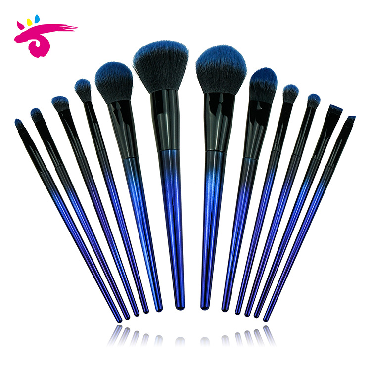 Makeup Brushes Set 12 Pcs blue &black 2 Gradient color Cosmetic Brushes For Maquillaje