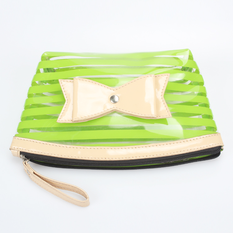 Striped New Clear Cosmetic Bag Transparent Plastic Travel Makeup Toiletry Zip Bag PVC Makeup Bag