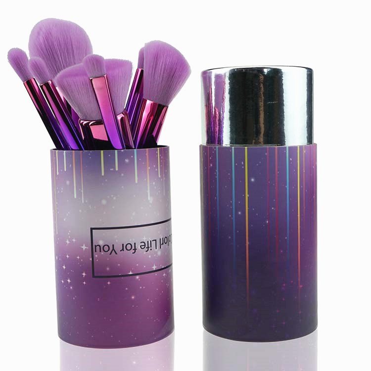 Beauty tools 8pcs girls cute round makeup brushes with roll up makeup bag