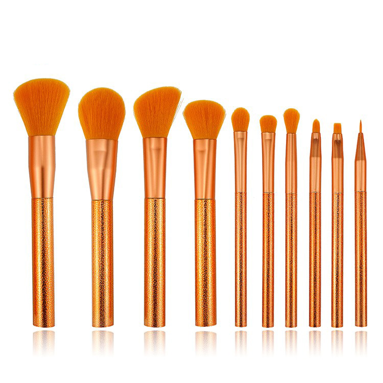 10Pcs Glitter Makeup Brushes Orange Hair Product Label Brushes