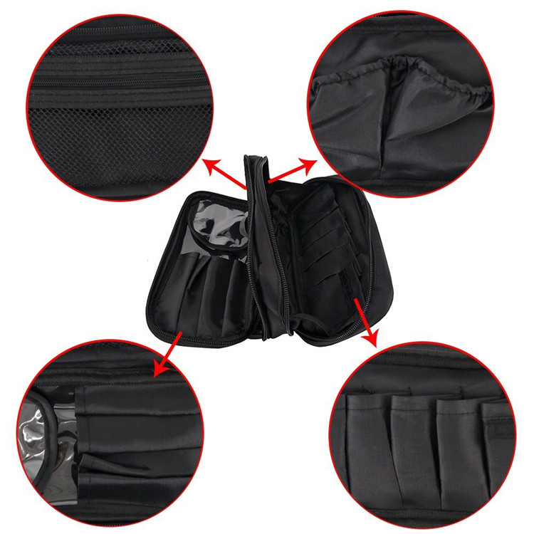 Portable Toiletry Bag Double Layer Nylon Cosmetic Bag Makeup Brush Holder