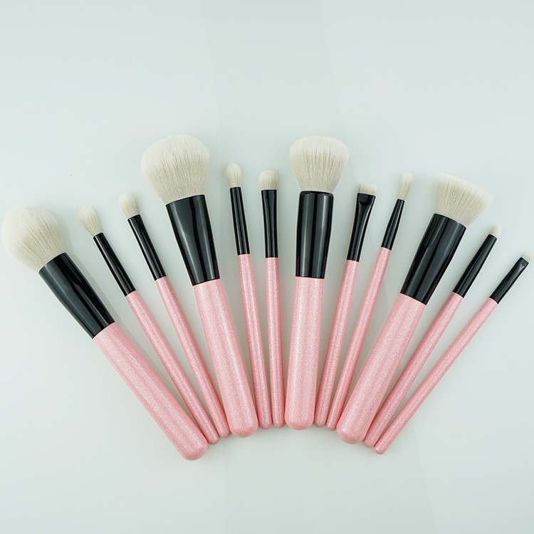 2018 New Fresh Pink Vegan Hair Bling Makeup Brush Set For Girls