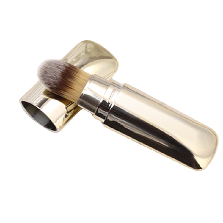 Mini Portable Foundation Cosmetic Brush Flat Plastic Liquid Foundation Brush With Protect Cap
