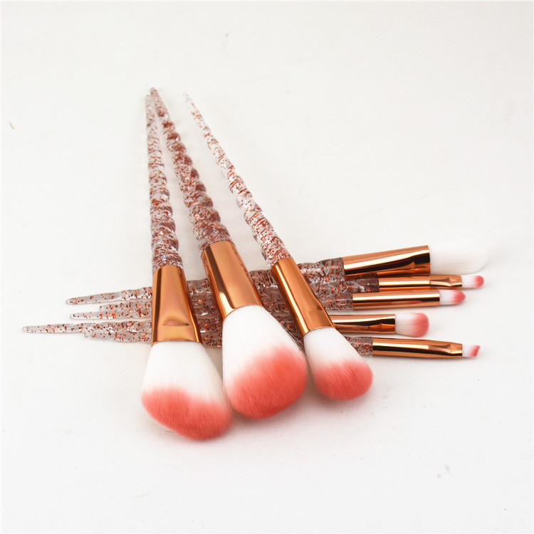 Transparent handle Glitter makeup Brush 8pcs cosmetic brush Facial Brush