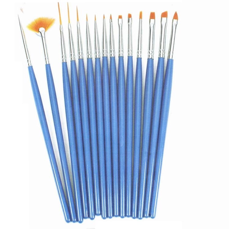 Customized Cheap15 pcs Nail Art Tools Paint Dot Draw Blue Nail Brush Pen