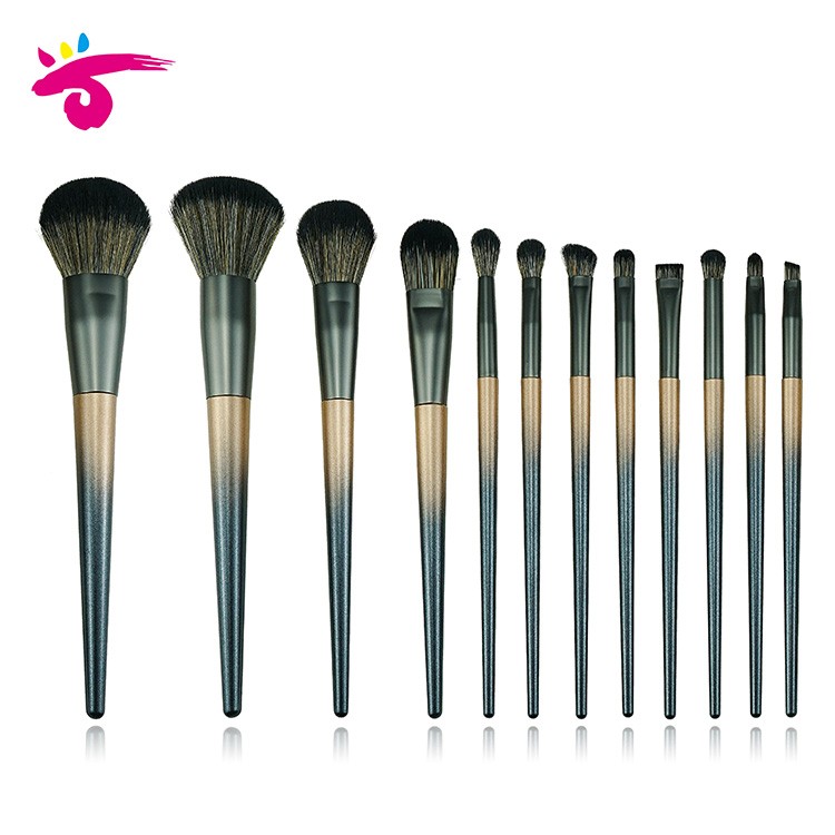 Customized 12pcs popular gradient handle beauty makeup brush set
