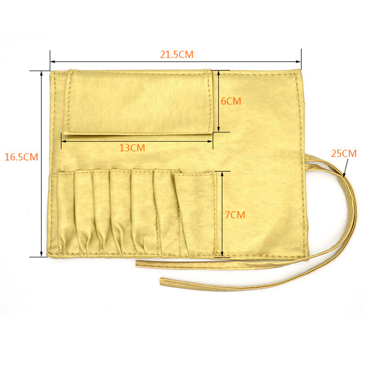 Travel Portable Cosmetic Brush Pouch Holder Bag Organizer PU Leather Rolling Makeup Case