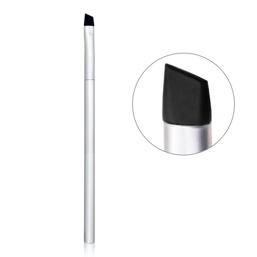 aluminum  handle angled silicone eye brush  eyebrow brush wholesale Customized private label