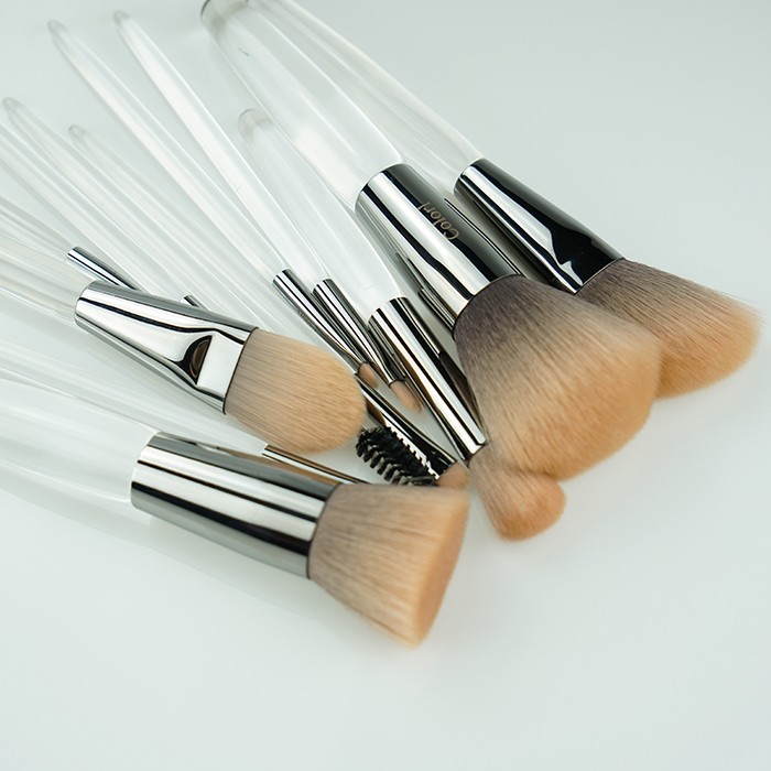 Premium Beauty Tools Clear Acrylic Makeup Brush Set Suitable for Travel