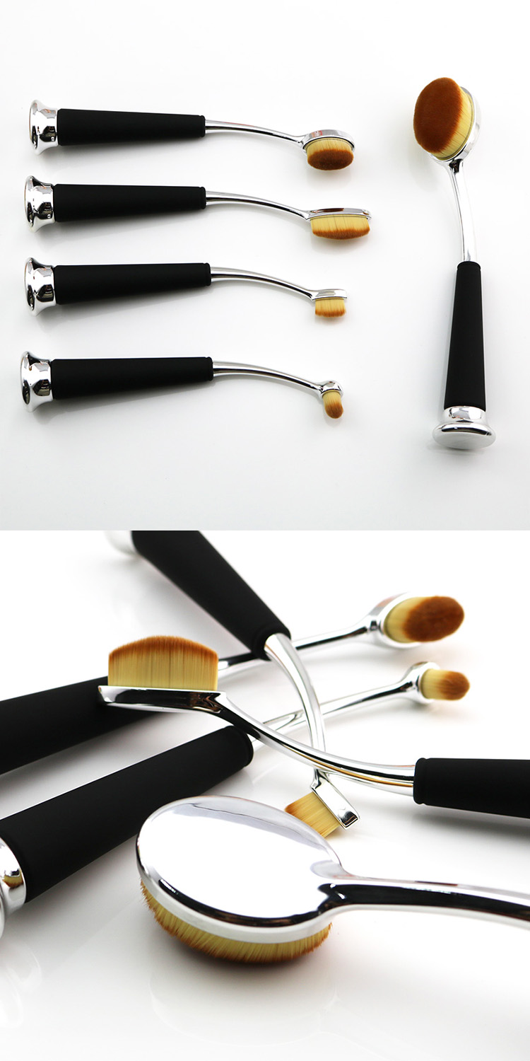 New 5 PCS Coloured Toothbrush Oval Shaped Makeup Brushes Set