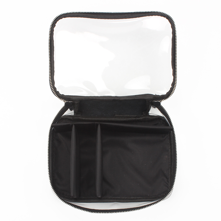 Clear Travel Makeup Pouch Sundry Bag with Dividers PVC Toiletry Bag