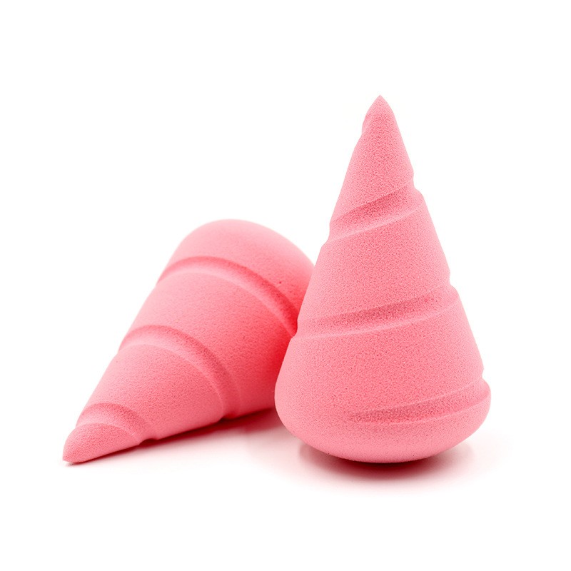 Cute Unicorn Shape Pink Ice Cream Easy Powder Blender Cosmetic Powder Puff custom logo Makeup Sponge
