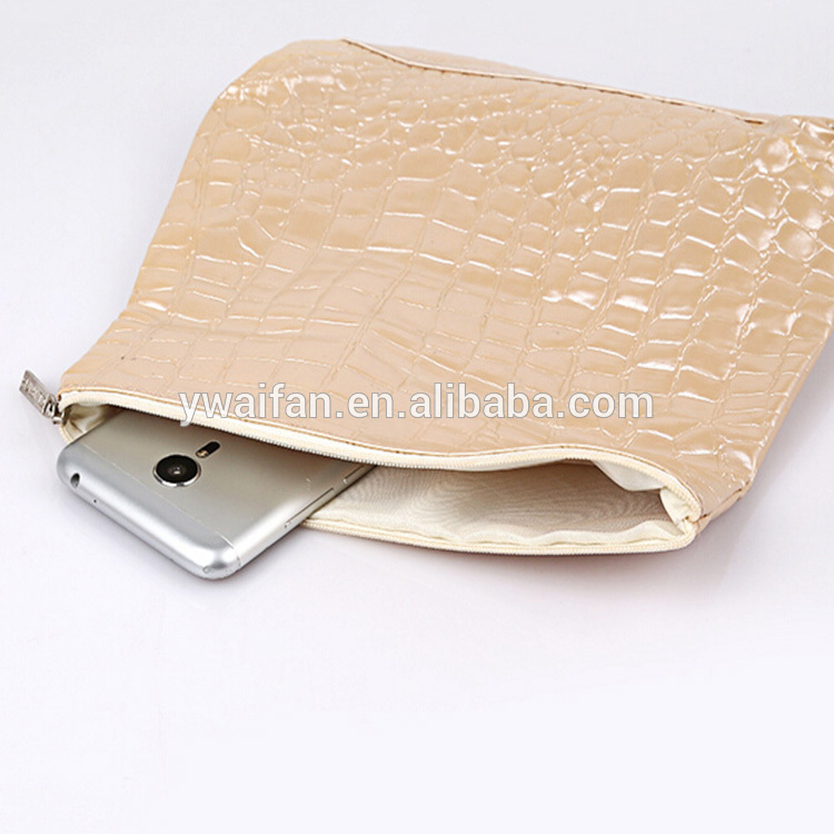 Stone Pattern PU Leather Zipper Makeup Travel Cosmetic Bag with button