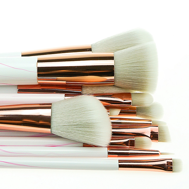 Luxe Marble Brush Collection Pink Marble Cosmetic Brush Set With Zipper Case