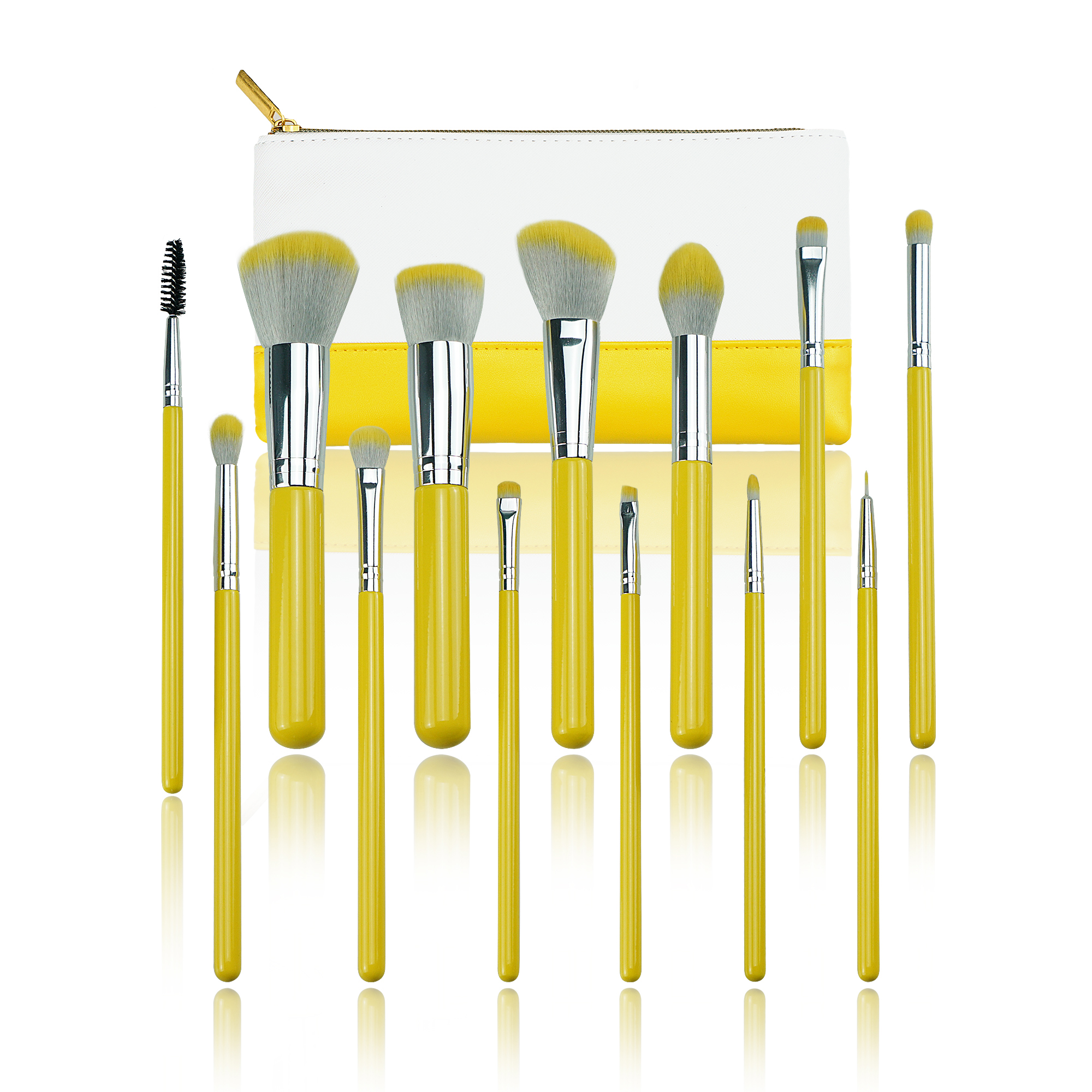 2019 New Release Amazon Neon Yellow Lemon Bright Color Private Label Makeup Brush Set Custom Packaging OEM factory