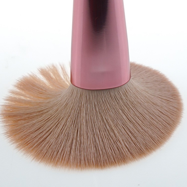 Custom logo 7pcs pink synthetic hair electroplating plastic handle colorful makeup brush set