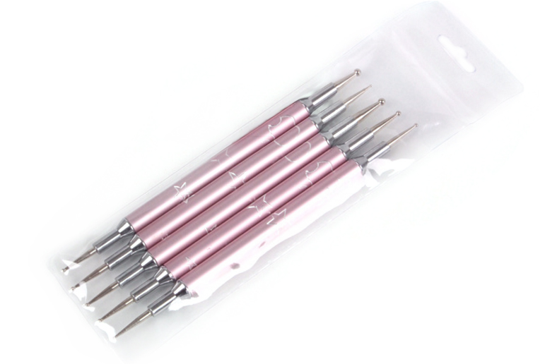Dual Ended Pink Professional Nail Tools Multi-function Nail Dotting Brush