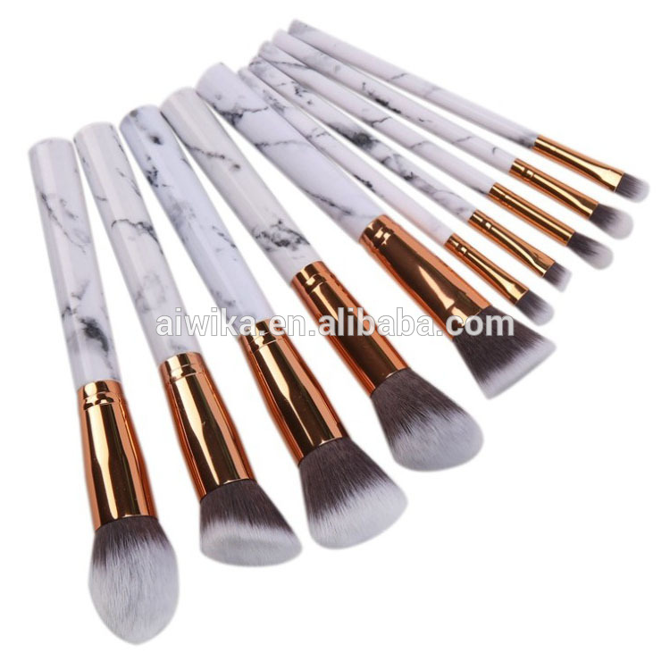 10pcs Marble Makeup Brush Cosmetic Brushes Eyeshadow Eyeliner Blush Brushes