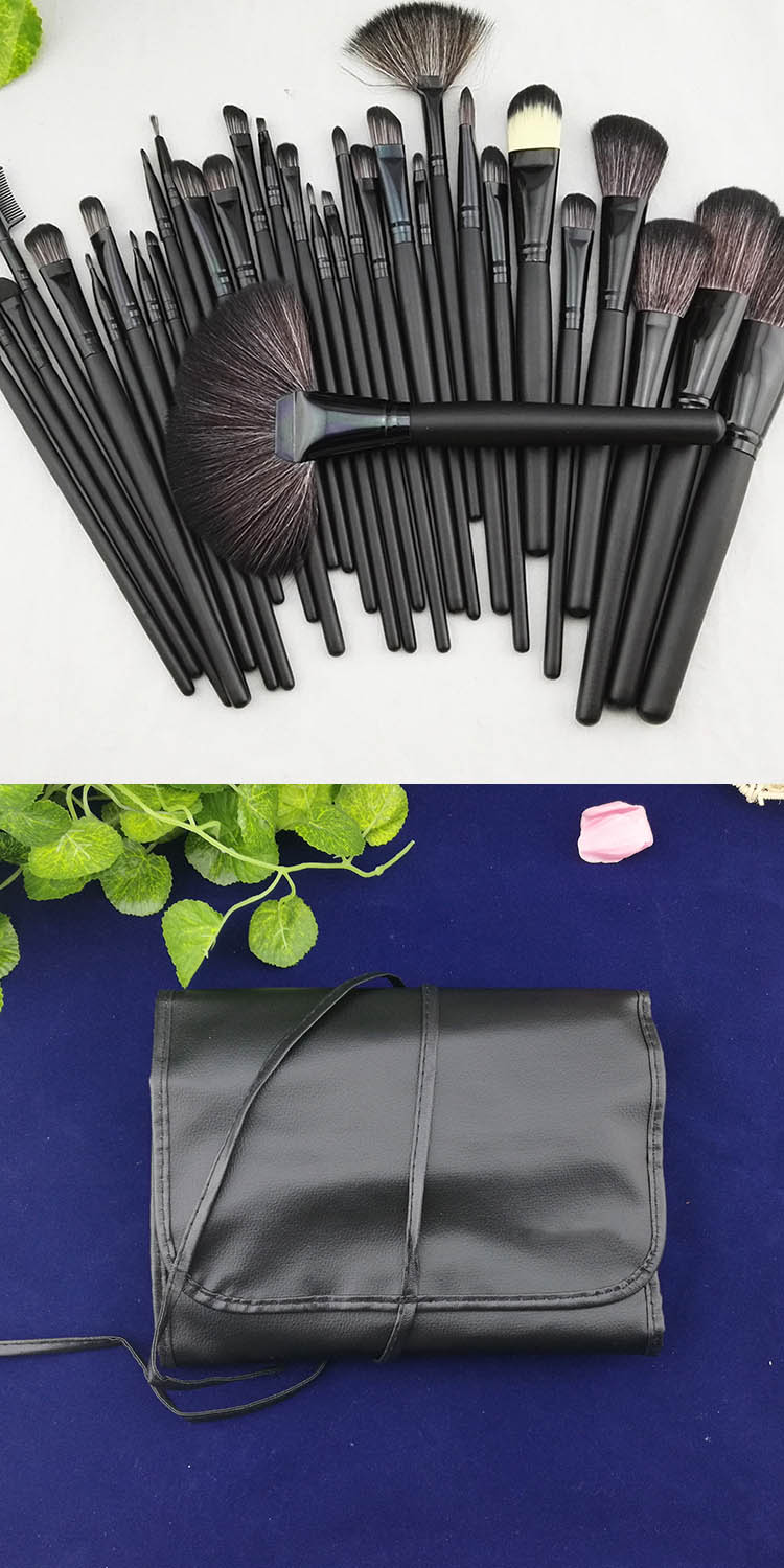Wholesale Big Complete 32Pcs Professional Cosmetics Makeup Brushes Set with Pink Black Pouch Bag