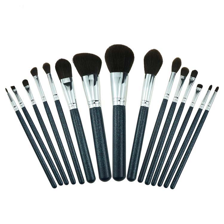High quality design glitter brush black makeup brushes set with bag