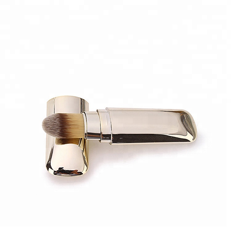 Mini Portable Foundation Cosmetic Brush Flat Plastic Liquid Foundation Brush With Protect Cap
