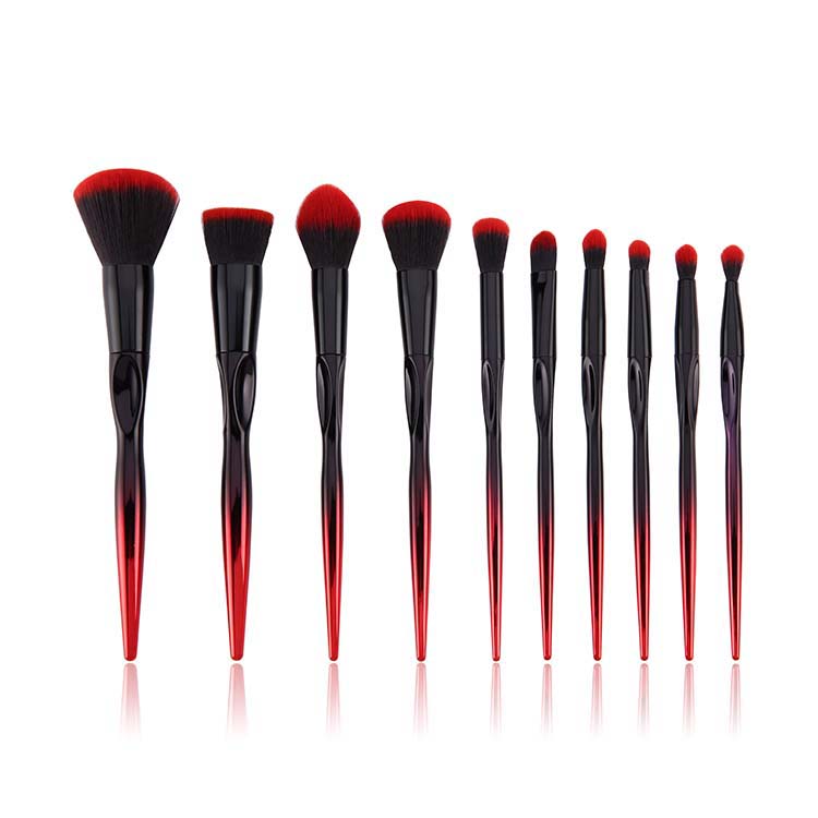 10PCS Classic Style Makeup Brush Red Black Color Travel Brush Set
