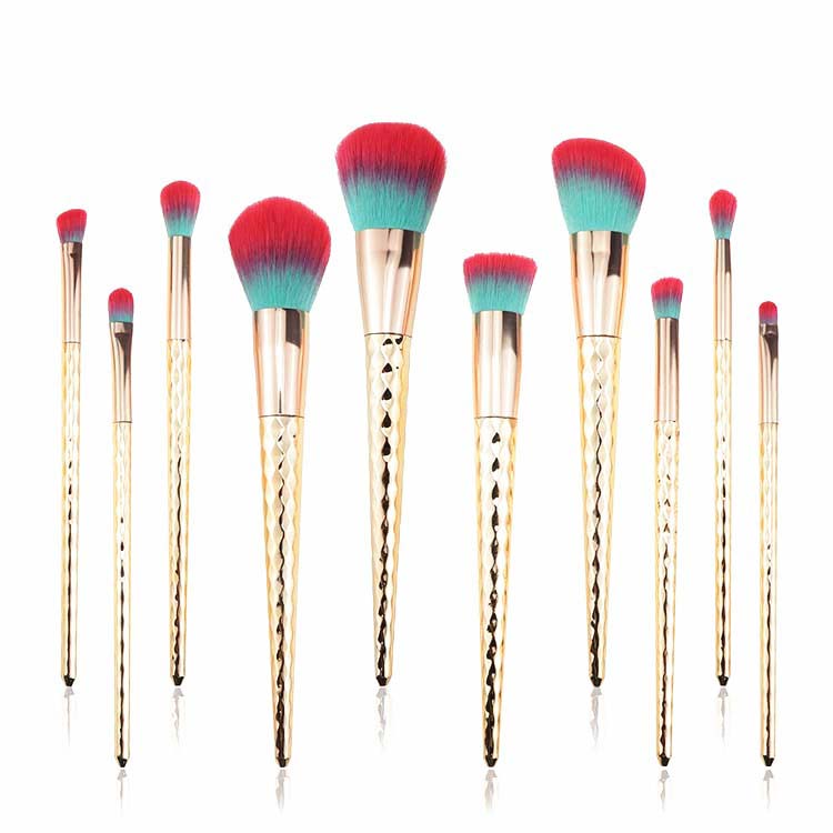 New Luxury Plastic Handle  Rose Gold Glitter Makeup Brushes Pravite Label