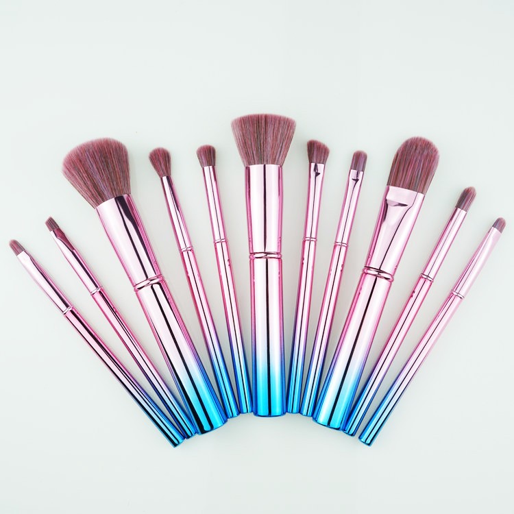 Professional Pretty Multi Colour Synthetic Makeup Brush Set Metal Cosmetic Brush Beauty Needs