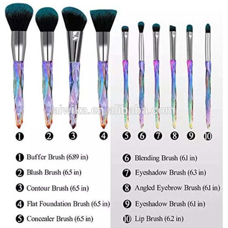 5pcs 10pcs Wholesale Good Price Private Label Crystal Handle Makeup Brush Set