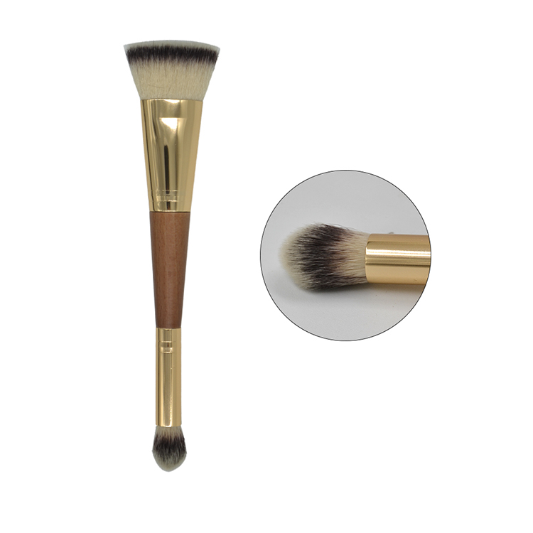 Custom double ended eyeshadow flat foundation makeup brush with synthetic hair