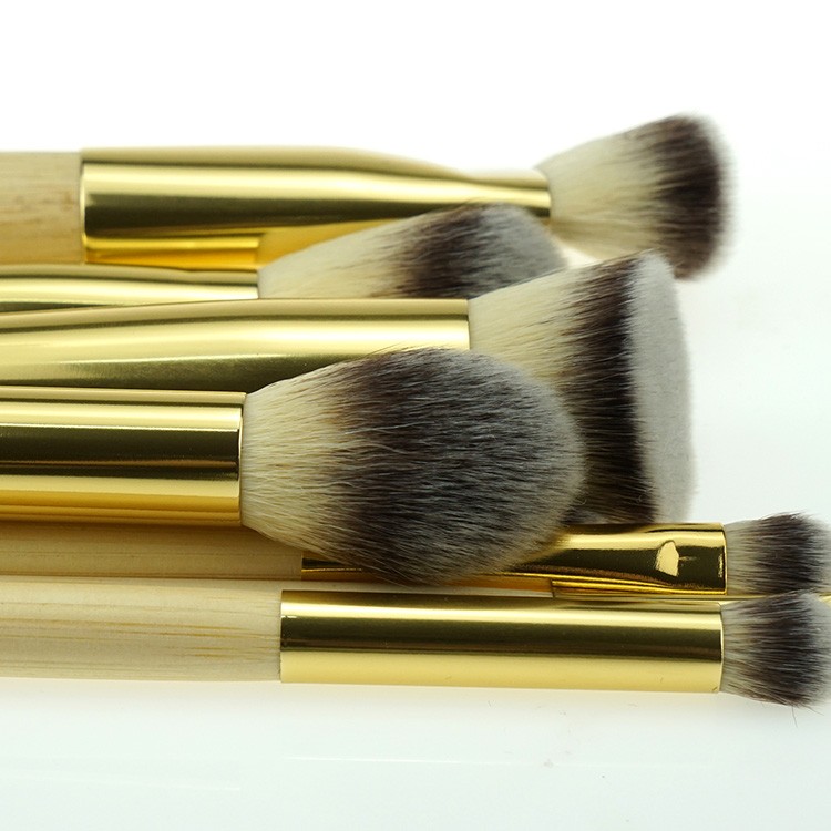 Bamboo handle two-tone bristle brush cosmetic Makeup Brush set