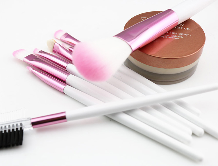 High Quality 8 PCS Portable Soft Hair Pink White Makeup Brush Set with Case