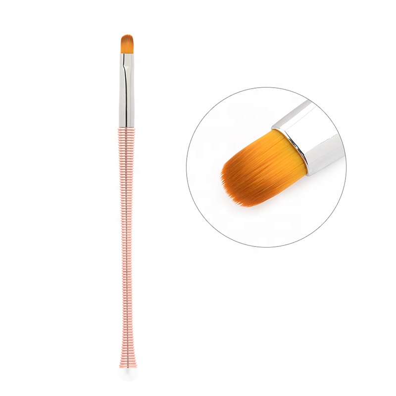 Special Spiral Plastic Flat Nail Polish Brush Rose Gold Nylon Hair Gel Private Label Nail Brush