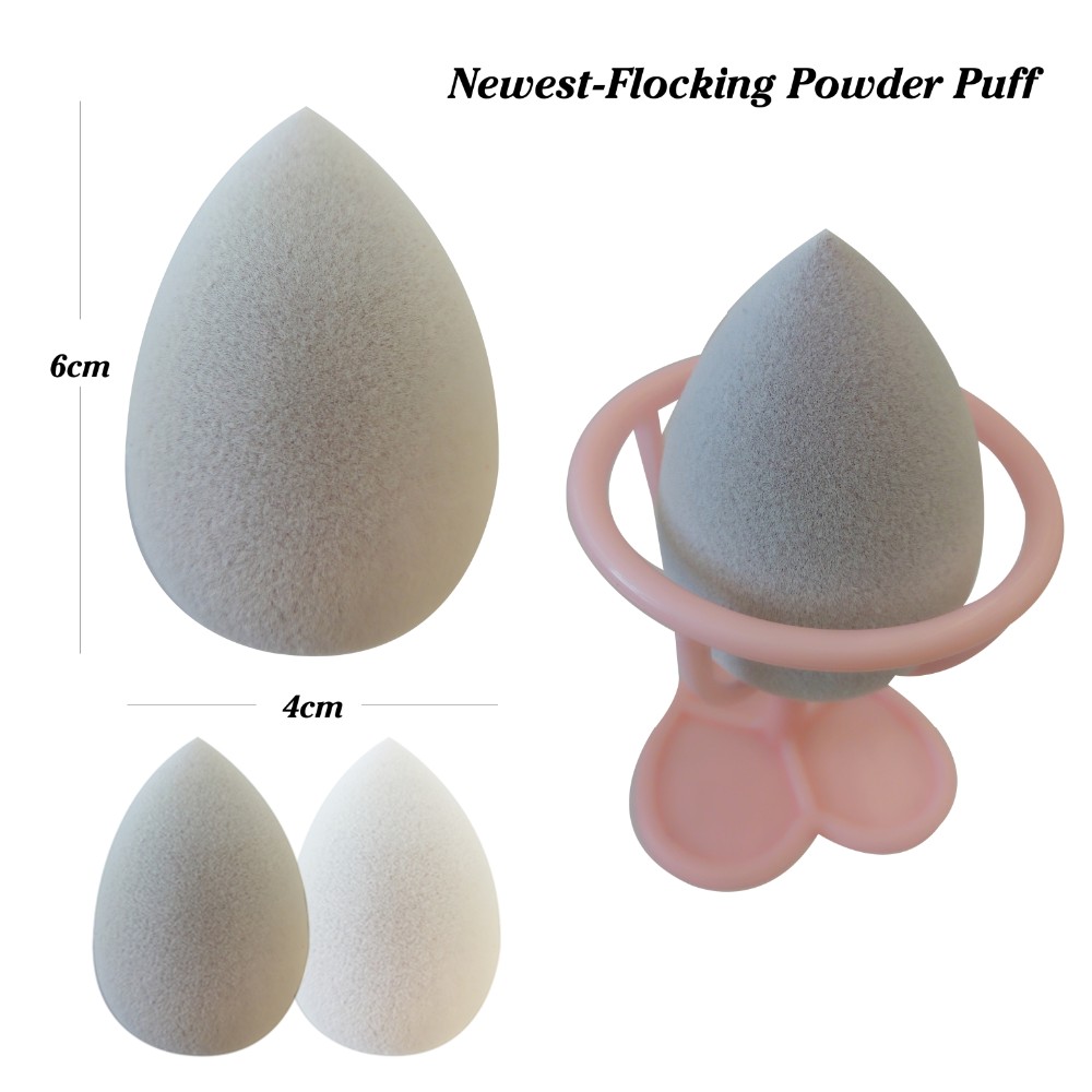 2018 newest design flocking and latex free powder puff make up sponge