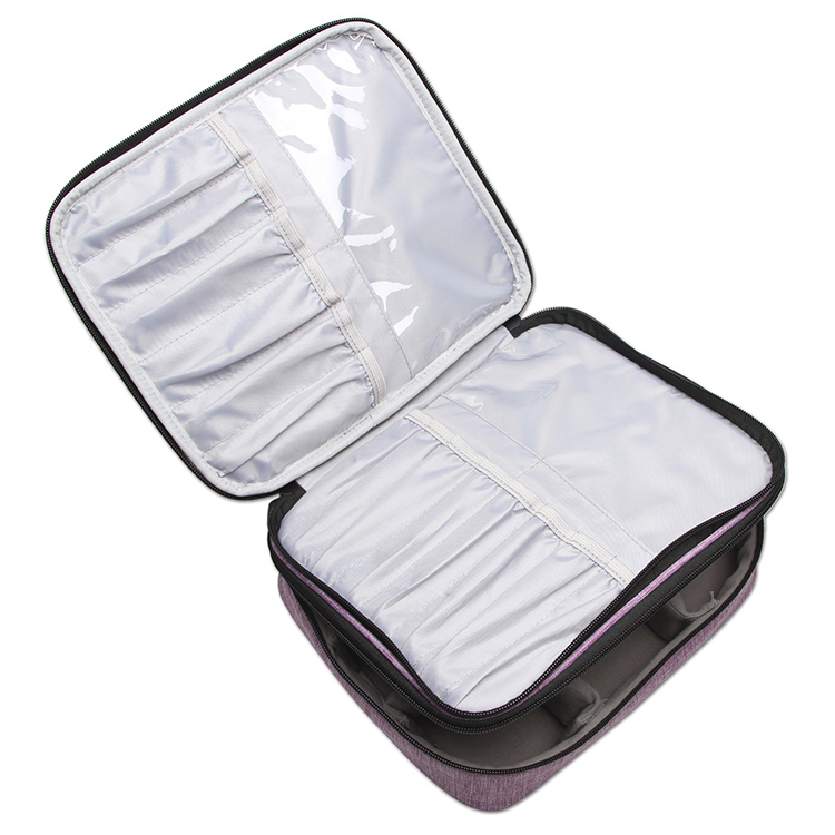 Portable Multifunctional 2 layer Makeup Pouch Travel Makeup Brushes Bag Makeup Train Case